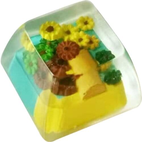 1 pc Handmade Resin Cos Vincent Van Gogh Sunflower Keycaps For MX Keyboard Key Caps Handmade High Quality keycap