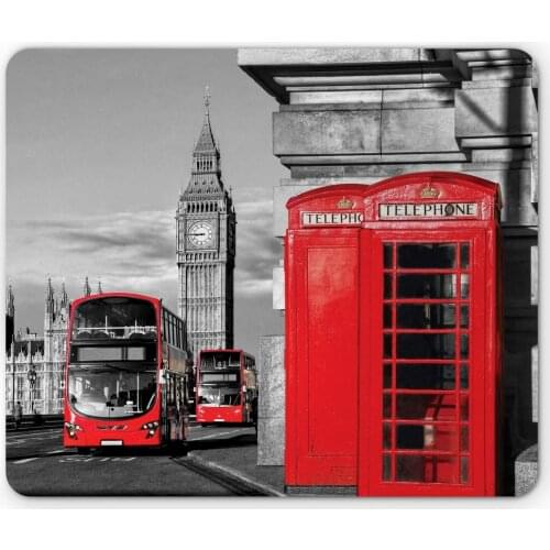 Unicorn Mouse Pad, Rectangle Mysticism Occult Featured Set With Pyramids Aliens Dream-Catcher Grunge Print Artwork