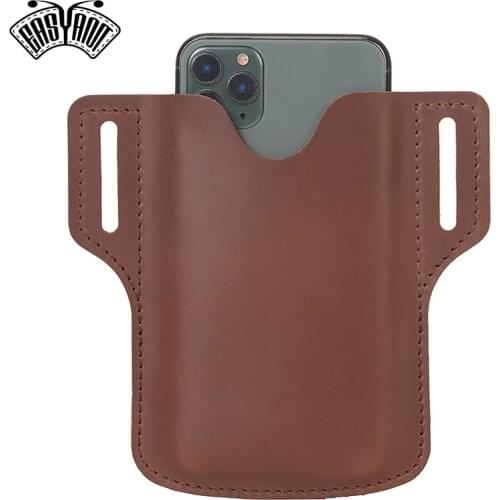 EASYANT Leather Mobile Phone Holster Men Simple Universal Case Waist Bag Sheath with Belt Loop