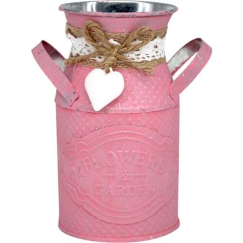 Round Flower Pots Planters Iron Jug With Handles DIY Shop Furnishings Art Succulent Plant Vase Living Room Decor