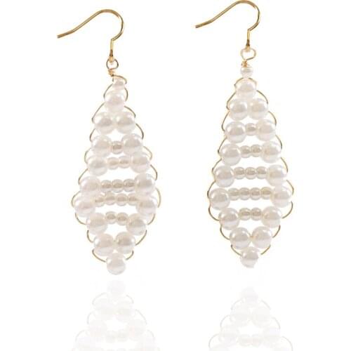 LANFLORA new Chinese style White pearl handmade women earrings for girlfriend birthday gift bulk wholesale earrings