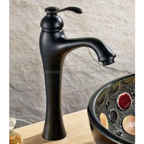 Black Oil Rubbed Brass Basin Faucets Bathroom Sink Faucet Single Handle Vanity Sink Mixer Tap Deck Mounted Nnf339
