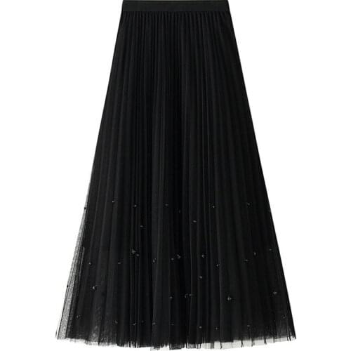 Summer Sexy Womens Skirts Bead Decoration Tulle Skirts for Travelling Dating Party Vacation Shopping