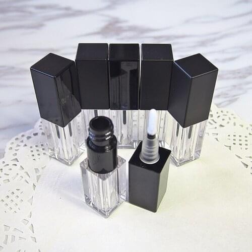 Mini 3.5ml Empty Square Plastic Lip Gloss Tube DIY Transparent Liquid Makeup Container with Black Cap Sample Travel Bottle 20pcs