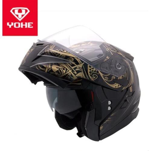 2018 Autumn Winter New YOHE Double lens Motorcycle Helmets YH953 Flip Up Face Motorbike Helmet Made Of ABS and PC Lens Visor