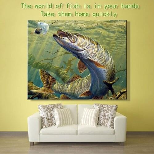 Paint by number art painting by numbers Animal fish Exaggeration Bedroom decorative hanging painting Handmade Amusing abstract