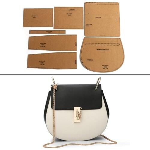 1Set DIY Kraft Paper Template New Fashion Upscale Womens Shoulder Bag Piggy Bag Leather Craft Pattern DIY Stencil Sewing Patter