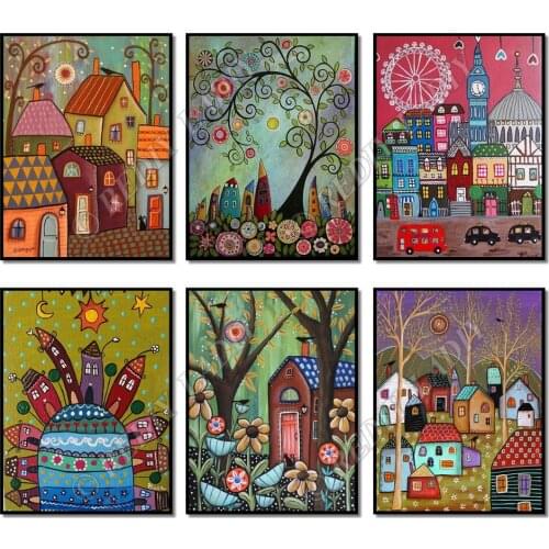 Full Square / Round Diamond Painting Kits Sweet Home Scenery Mosaic Pattern Diamond Embroidery Beaded Cross Stitch Hobby Crafts
