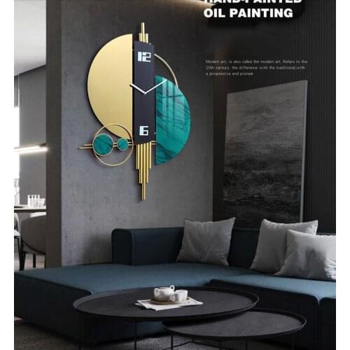 Nordic Wrought Iron Wall Clocks Wall Ornaments Store Porch Wall Mural Crafts Home Livingroom Mute Clock Wall Sticker Decoration