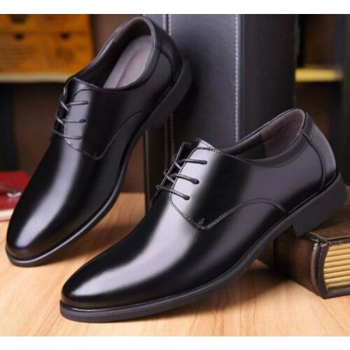 New Lace-Up Men Wedding Shoes Business Pointed Toe Mens Casual Fashion Dress Shoes Men All-match Trend Oxford Flat Shoes