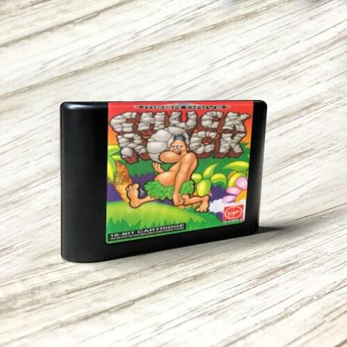 Chuck Rock - EUR Label Flashkit MD Electroless Gold PCB Card forSega Genesis Megadrive Video Game Console