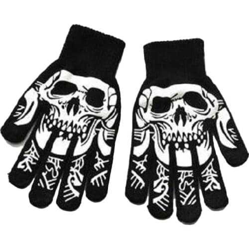 Gloves Novelty Halloween Style Gloves Horror Skull Claw Bone Skeleton Half Gloves Unisex Mitten Gloves Winter Hand Warmer Gift