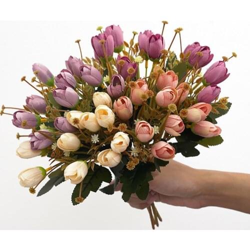1Pc Lifelike Artificial Tulip Fake Flower Wedding Home Table Decor Party Prop Home Decoration Accessories Wedding Party Bouquet