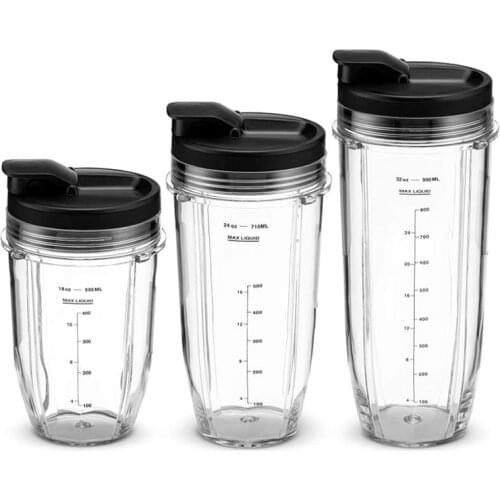 SANQ for Nutri Ninja Blender Cups and Accessories Replacement Parts for BL480, BL490, BL640, BL680 Auto IQ Series Blenders