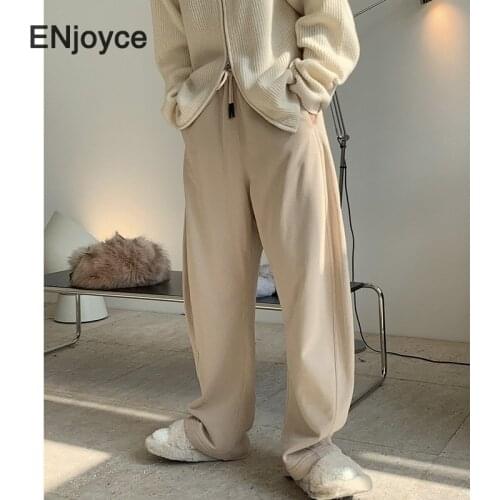 New Women Streetwear High Waist Loose Drawstring All Cotton Pants Winter Thicken Trousers Wide Leg Sports Hip Hop Harem Pants