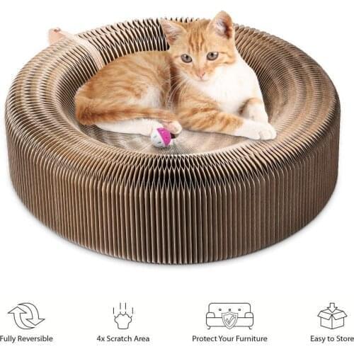 Pet Cat Scratcher Lounge Bed Collapsible Folding Corrugated Paper Deform Cat Scratch Board For Cat Bed Mat Kitten Toy Pet Supply