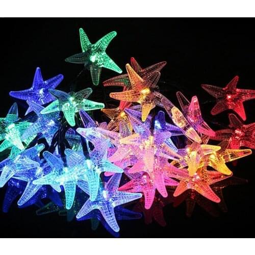 30 Head Led Crystal Ball Solar Starfish Modeling Solar Decorative Lamp String Garden Christmas Decoration