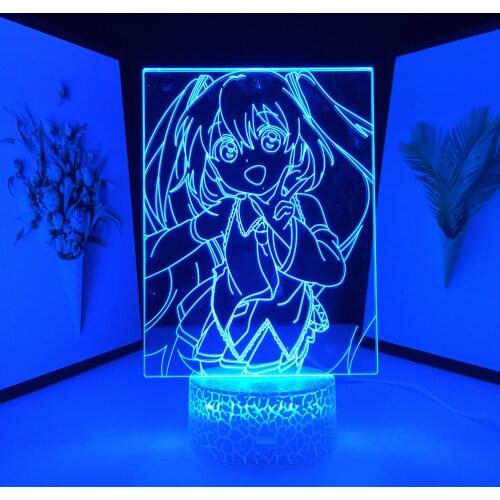 LED White Base Night Anime Figure Girl for Bedroom Decor Birthday Gift Colorful Nightlight Anime Waifu 3D Lamp Dropshipping