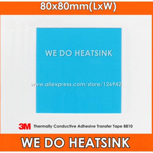 2pcs 80x80mm 3M 8810 Thermally Compound Double Sided Acrylic Adhesive Blue Heatsink Cooler Pad Thermal LED Tape