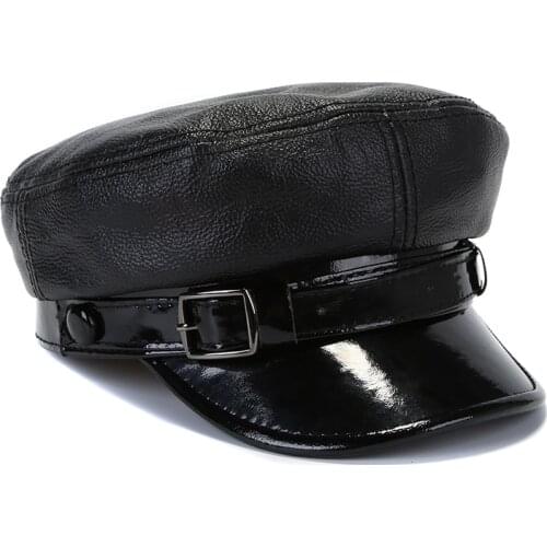 Women Fashion Newsboy Cap Genuine Leather Cabbie Sailor Fiddler Bakerboy Flat Gatsby Visor Beret Hats