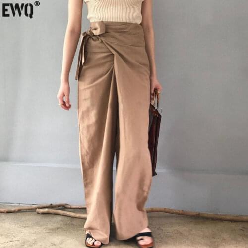 [EWQ]2021 Spring New Black Women Simple Ladies Trousers Games Large Pants To Life High Plains Vintage Office Of Ladies Elegant
