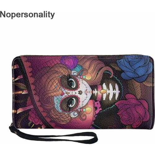 Noperisonality Coin Purse Gothique Girls Design Womens Leather Wallet Small Mobile Phone Bag Money Clip Wallets for Girl