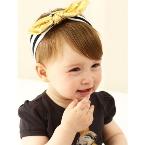 10pcs Fashion Cute Glitter Leather Hair Bow Girls Soft Hairbands Kawaii Solid Striped Bowknot Newborn Headbands Hair Accessories