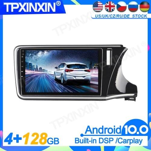4+128GB Android10.0 Car No DVD Player GPS Map Navigation For Honda City 2014-2019 Head Head Unit Multimedia Player Auto Radio