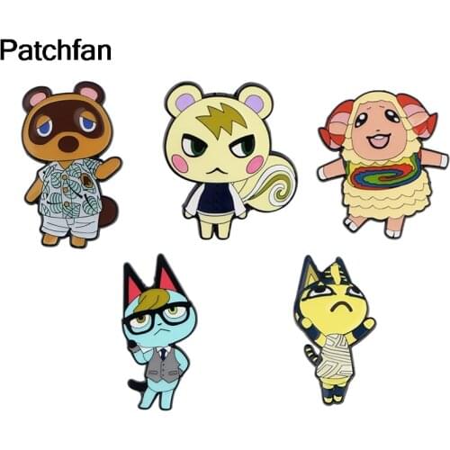 A4026 Patchfan Enamel Pins Cartoon Animals Brooches Lapel Pin Shirt Bag Colorful Badge Jewelry Gift For Kids