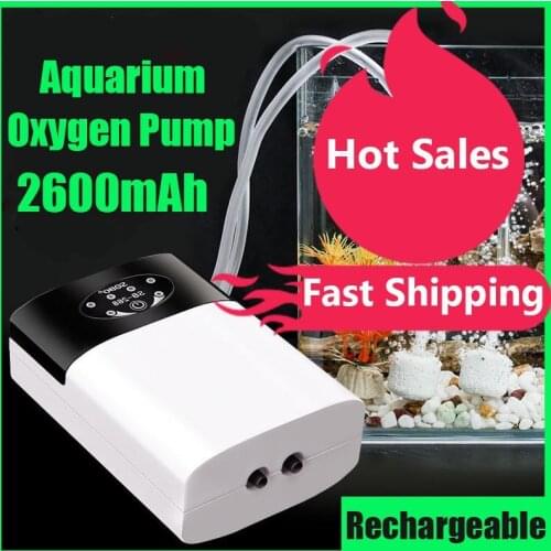 Aquarium Oxygen Air Pump Compressor Fish Tank USB Charging 2600mAh Portable Exhaust Ultra Silent Mute Outdoor Fishing Pet