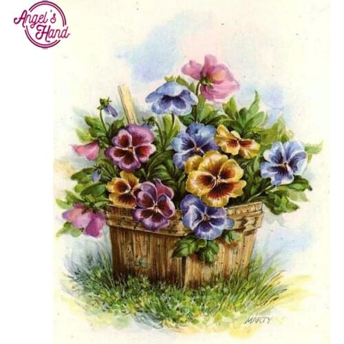 Resin Diamond Painting cross stitch Pansy Diy Needlework Patterns Set For Stitching square diamond Embroidery flowers stickers