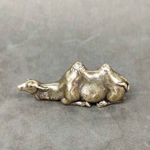 Antique Solid Brass Camel Miniature Figurines Retro Copper Animal Tea Pet Desktop Ornament Decor Crafts Keychain Pendants