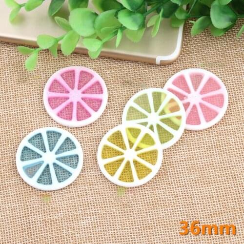 Free Shipping Glitter Colorful Fruit Lemon Resin Cabochon Clay Beads Charms Pendant Material Jewelry Findings 10pcs 36mm