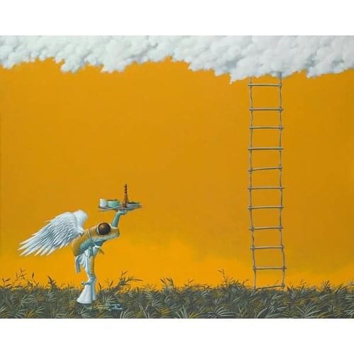 DIY Painting By Numbers Cartoon Frog Wings Clouds Kit Oil Picture By Numbers Animal Wall Art Painting on Canvas Home Decoration