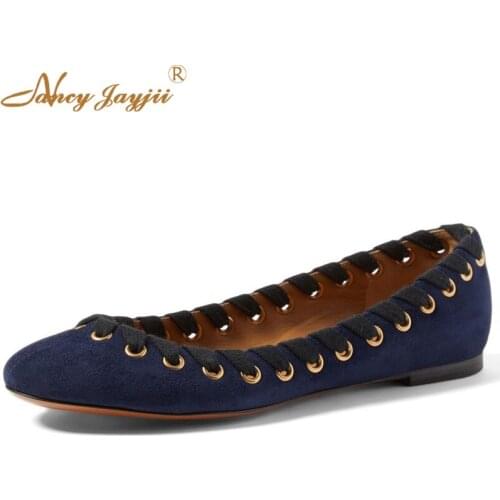 Women New Spring/Autumn Arrival Blue Flock Round Toe Flat Heels Comfortable Shoes For Woman Casual&Street Large Size 4-16