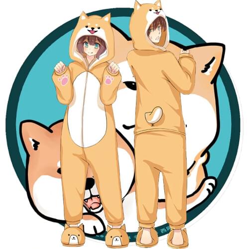Shiba Inu Collar Pajamas Fall/Winter Flannel Keji Clothes Men and Women Two Yuan Anime Peripheral Home Service Set