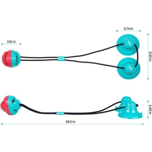 Double Suction Cup Dog Toy Interactive Dog Chew Puzzle Toy with Squeaky Toys Ball for Teeth Cleaning & Food Dispensing