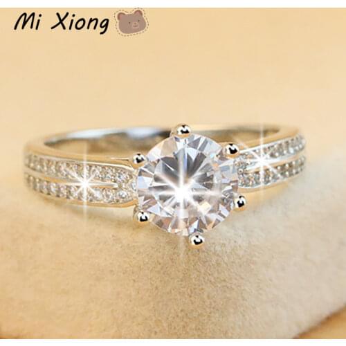 Mi Xiong 925 sterling silver six-claw inlaid carat diamond crystal ring luxury noble ladies custom anniversary brand jewelry