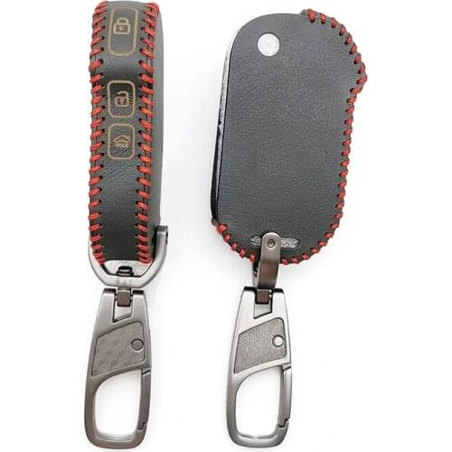 100% Leather key fob Protect skin cover case cap hood for Kia ceed CD 2018 2019 sportage R Stinger sorento Cerato flip Key Bag