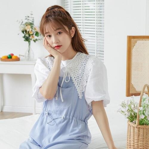 Linbaiway Lace Fake Collars for Women Shirt Detachable Collars Shawl Blouse Decorative Ladies Hollow Embroidery False Collar