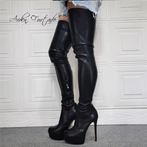 Arden Furtado Fashion Womens Shoes Winter Sexy Pointed Toe Zipper Over The Knee High Boots thigh high boots big size 41 42 43