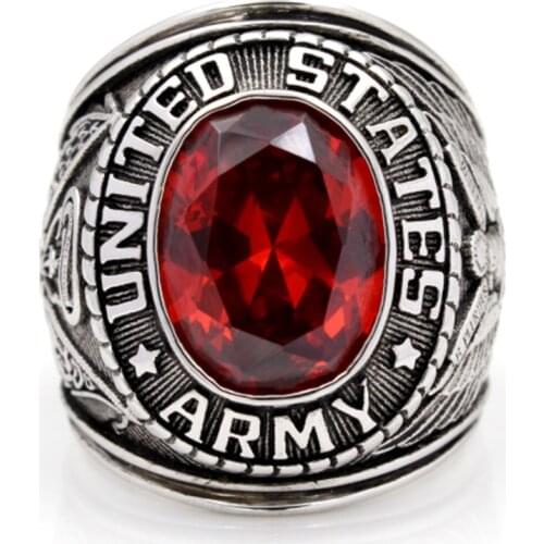 Men`s United States US Army Military soldier Veteran Superb Gems stone Sterling Silver Ring
