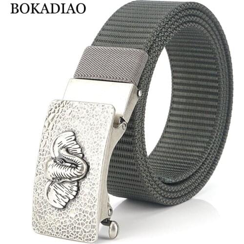 BOKADIAO Men&women Nylon Belt Metal Automatic Buckle canvas belts Outdoor sports Casual jeans waistband Army military male strap