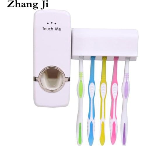 Zhangji Automatic Toothpaste Dispenser Toothbrush Holder Toothbrush Wall Mount Stand Bathroom Shelves Toothpaste Squeezer Set
