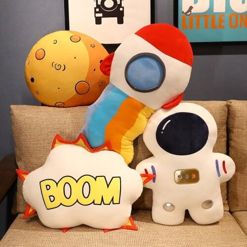 Creative Stuffed Pillow Space Astronaut Plush Toys Funny Simulation Bomb Mars Aviation Cushion for Children Boys Birthday Gift