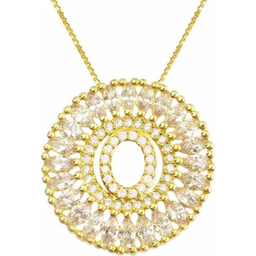 Bottom Price Letra Collar High Quality 5A+Cubic Zirconia Pendant Sweater Chain Necklace Letter O Charm Women Fashion Jewelry