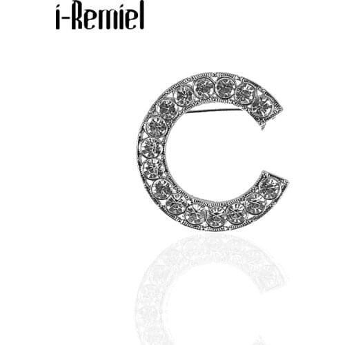 New English Letter Brooch Crystal Rhinestone Lapel Pin Scarf Buckle Cardigan Badge Fashion Jewelry Gifts for Women Accessories