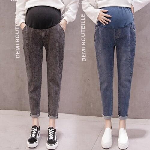 Autumn and winter new pregnant women old jeans fashion wild denim loose pants pregnancy