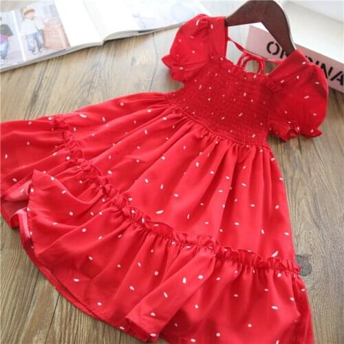 Girls Dresses 2021 Summer Polka Dots Princess Dress Elegant Female Kids Casual Dress 2-8 Years Children Clothes Party