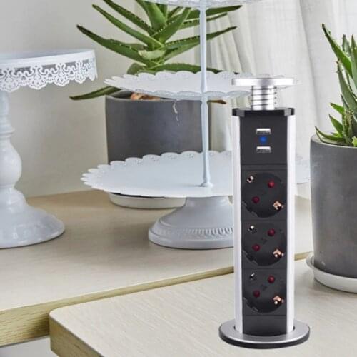 Lifting Electrical Power Outlet Pull Pop Up Socket With USB Charging EU Plug Table Desktop Socket Pop Up Socket EU & USB Ports